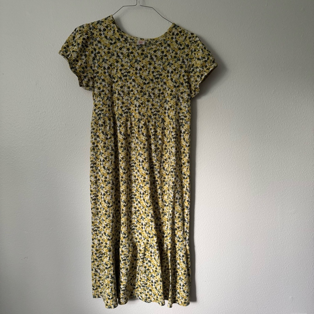 Wonder Nation Yellow Floral Textured Dress | Girls XL (14-16) Plus $24